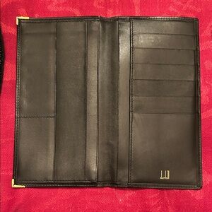 Dunhill Black Leather Wallet with Gold Accents EUC